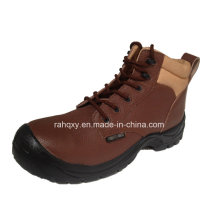 Casual esportes estilo Brown dividir couro gravado sapatas de segurança (HQ03056)